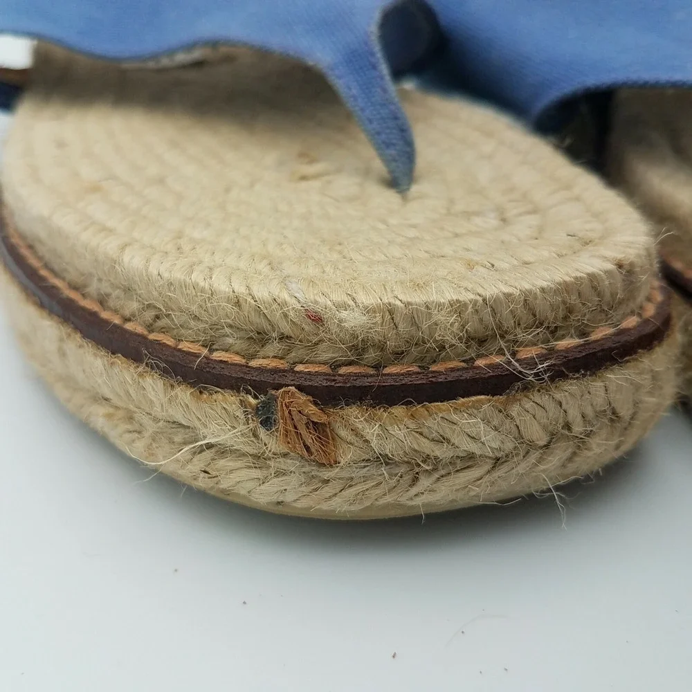Castaner Denim Platform Sandals Espadrilles Thong Blue Womens Slingback 6.5 / 37